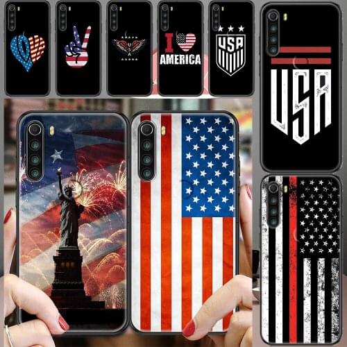 America USA Flag Phone case For Xiaomi Redmi Note 7 7A 8 8T 9 9A 9S K30 Pro Ultra black fashion cover silicone funda luxury