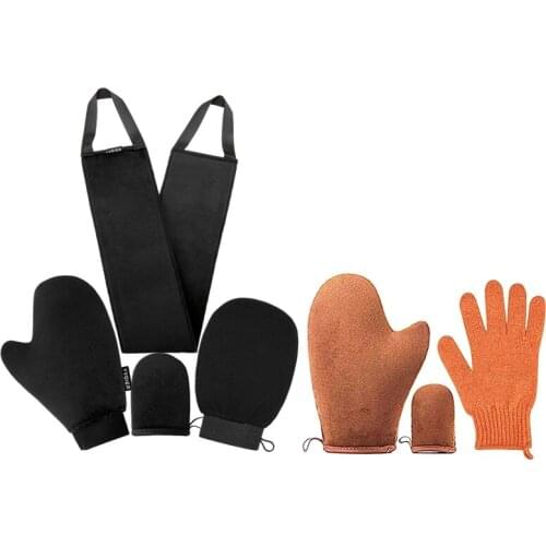 F1FF 4Pcs Self Tanning Mitt with Back Lotion Cream Applicator Kit Exfoliator Glove