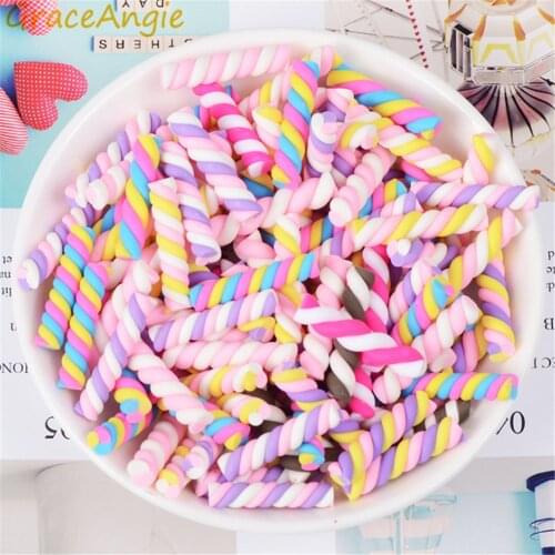GraceAngie 20pcs/lot charms marshmallow shape Colorful polymer clay mix color cute randomly accessories phone case decoration