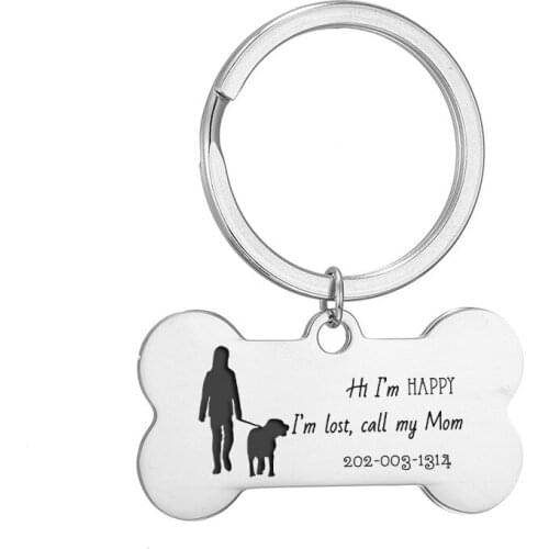 Custom Dog Tag ID,Bone Dog Tag Collar Pendant,Engrave Dog Mom Number Address Anti-lost Tag Birthday Gift