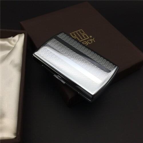 KC7-06 Stainless steel embossing process cigarette case male metal cigarette storage bin boxes for 12 normal cigarettes