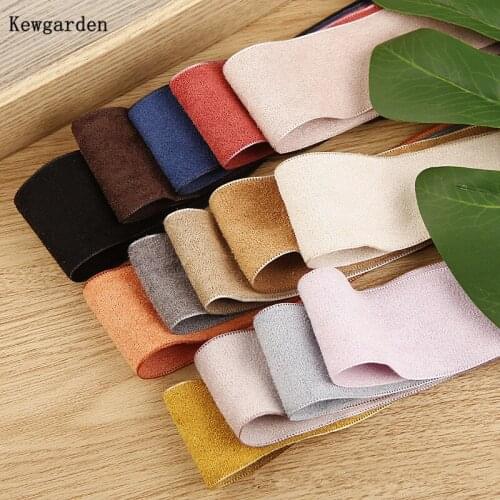 Kewgarden 1.5" 40mm Suede Ribbon DIY Hair Bow tie Sewing Accessories Satin Ribbon Handmade Tape Riband Packing Webbing 10 Yards