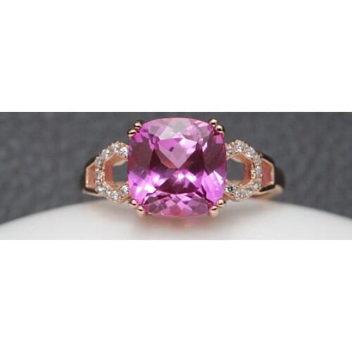 3CT Red Tourmaline rings 925 silver ring stone for women cute shank prong setting square free shipping