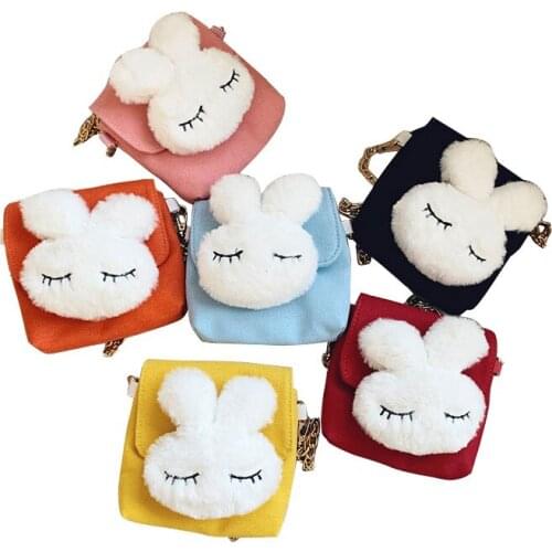 Crossbody Bag for Children Small Size with Plush Rabbit Pattern for Children Multipurpose Shoulder Bag for Children
