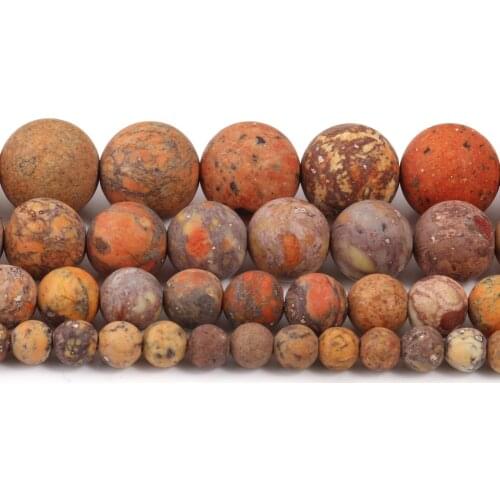 Natural Stone Matte Orange Yellow American Turquoises Round Loose Beads For Jewelry Making Handmade Diy Necklace 4 6 8 10mm 15