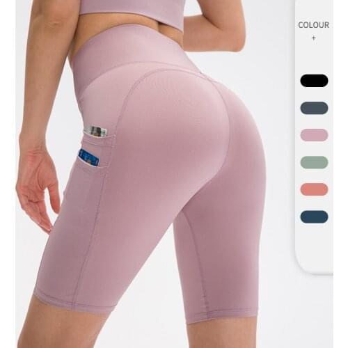 Summer 6 Colors Womens Shorts Cycling Shorts Women Pockets Casual Stretch Biker Shorts Push Up Scrunch Seamless Sport Shorts