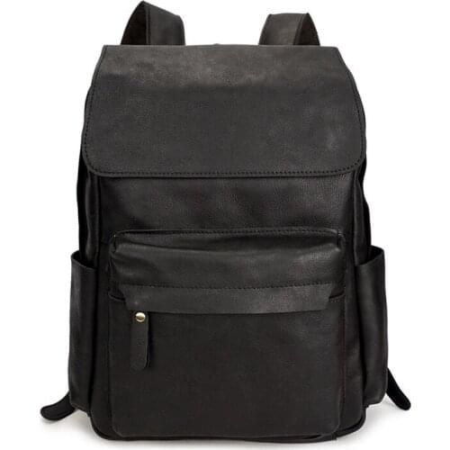 Fashion Genuine Leather Cowhide Oil Wax Backpack Women Men Bags Backpack Girls School Bags Zipper Leather Backpack for Laptop