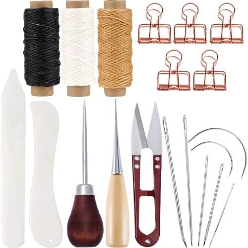 LMDZ Professional Leather Sewing Tools Kit Leather Stitching Tools With Waxed Thread Leather Needles Awls for Leather Craft DIY