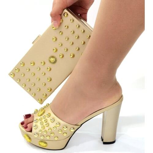 Doershow Italian Shoes And Bag Sets For Evening Party With Stones Italian Leather Handbags Match Bags! SKJ1-12