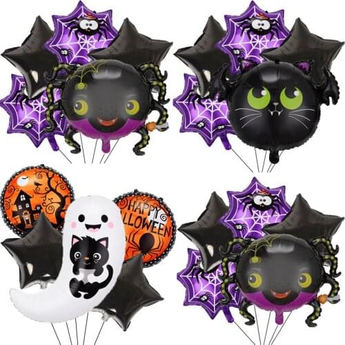 Halloween Balloons Sets Pumpkin Bat Ghost Skull Specter Spider Web Balloons for Halloween Party Decorations Trick or Treat Toys