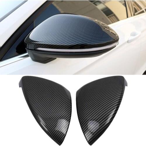 2 pieces For VW Golf MK7 7.5 GTI 7 7R Mirror Covers Caps RearView Mirror Case Cover Carbon Look Bright Cover