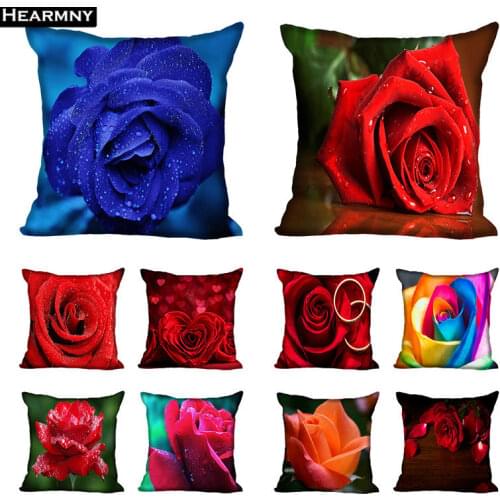 Custom Decorative Pillowcase Rose Flowers Square Zippered Pillow Cover 35X35,40x40,45x45cm(One Side)