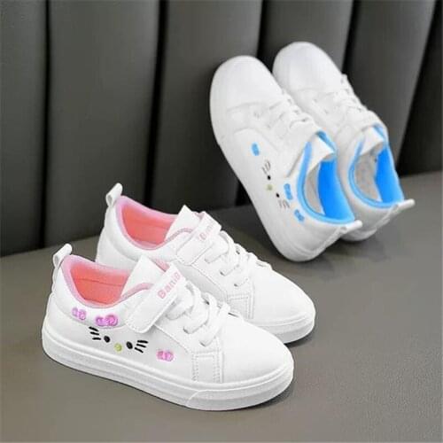 New girls white shoe Disney in 2021 during the spring and autumn joker children cat sneakers loafers girl sports shoes