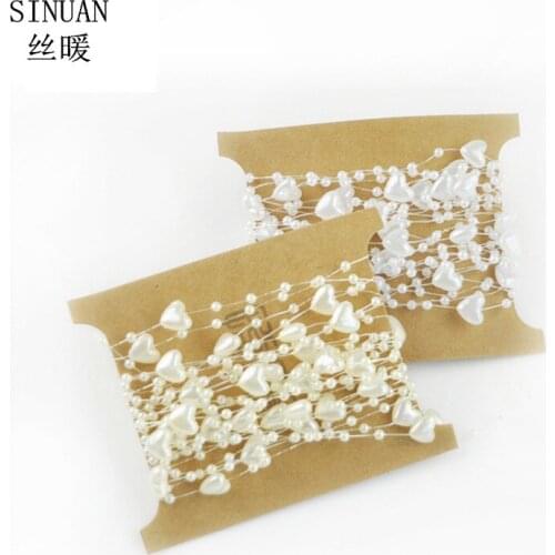 SINUAN New Style Pearl Bead Chain Heart Beads Acryl Pearl Chain 5Meter/Card Stage Props Diy Festive Decorations Chinese Beads