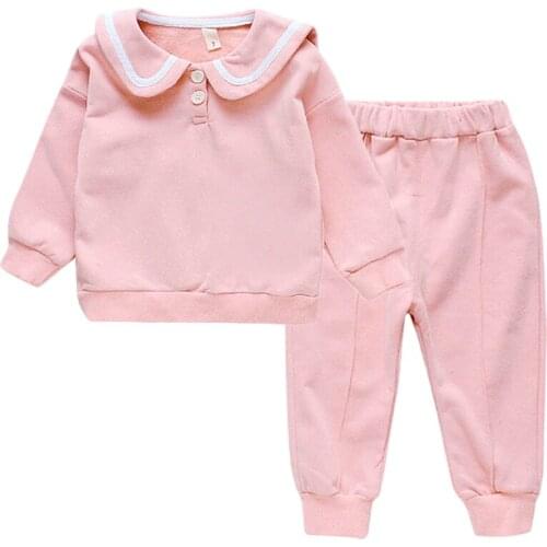 0-4 Years Toddler Clothes Baby Girl Doll Collar Set Kids Spring Autumn Comfortable Fashion 2-Piece Suit Newborn Sport Clothing