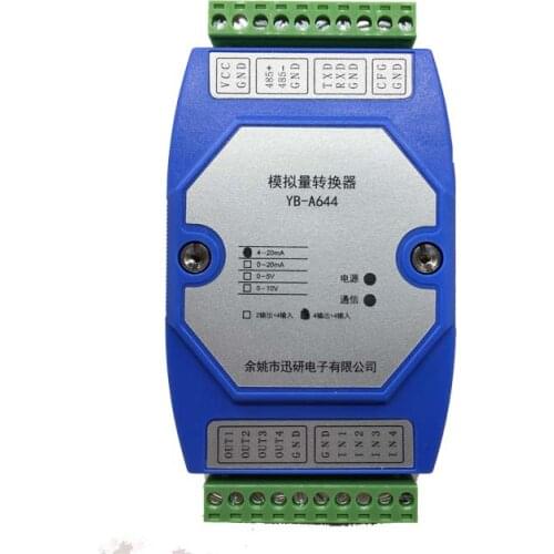 RS232/RS485 Serial Port to 4 Analog Input and Output Currents 4-20MA Output 0-10V Output