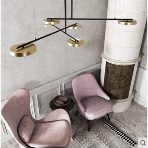 Simple Led Chandelier With Round Gold Lampshade 3 Lights Dimmable Hanging Lights for Living Room Restaurant