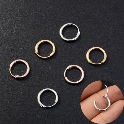 8mm Huggie Hoop Earrings for Women Men Earings Girls Circle Gold Color Cartilage Earring Loop Helix Conch Lobe Ear Nose