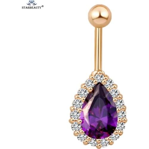 Starbeauty Bright Bijoux Water Drop Belly Piercing Ombligo Navel Piercing Belly Ring Purple Gold Belly Button Rings Body Jewelry