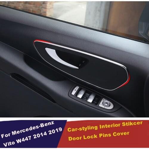 UBLUEE For Mercedes-Benz Vito W447 2014 2015 2016 2017 2018 Car Door Pull Doorknob Handle Bowl Molding Cover Kit Trim