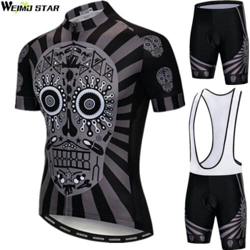 Weimostar 2019 Skull Cycling Jersey Set Mountain Bike Clothing Ropa Ciclismo Pro Team Bicycle Clothes Suit Road Cycling Clothing
