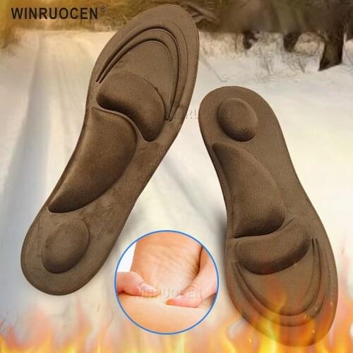 WINRUOCEN 4D orthopedic Warm Heated insole Memory Foam Soft Arch support Winter Sport Shoes For Man Woman Boots Pad Sole