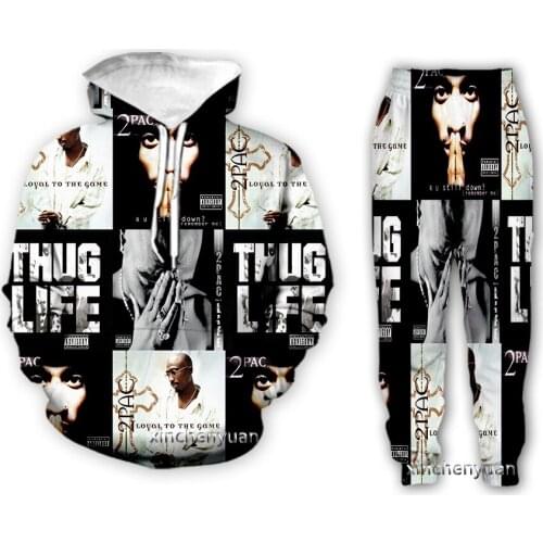 Xinchenyuan New Men/Women Rapper 2pac Tupac 3D Printed Clothing Long Sleeve Fashion Sweatshirt Hoodies Men Sport Long Pants P05