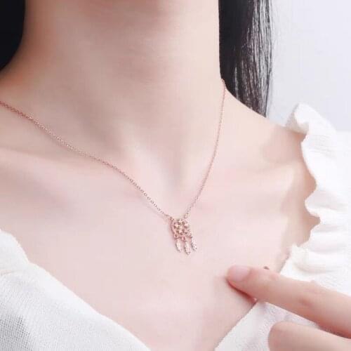 Dream net tassel collarbone chain 925 Sterling Silver Cubic Zirconia or Women Girls Simple Dainty Trendy Jewelry