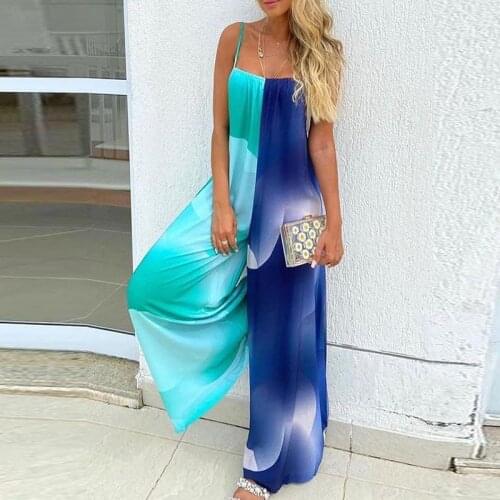 Women Wide Leg Colorblock Jumpsuit Loose Sleeveless Strap Lace Up Playsuit Bodysuit Sexy Backless Bow Bandage Jumpsuit Overalls