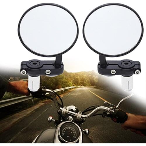 1 Pair Motorcycle Rear View Mirrors Round 7/8" Handle Bar End Foldable Motorbike Side Mirror For Suzuki for Kawasaki Honda KTM