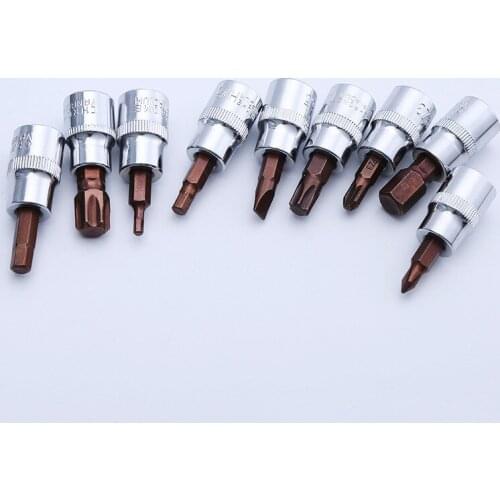 1pcs 3/8 Zhongfei Pressure Batch Socket Manual Screwdriver Socket Hexagon Torx Cross Bit Pozier Bit 10mm