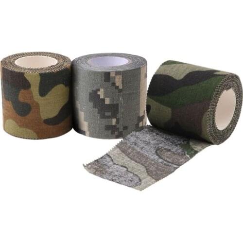 1PC 5M Self-adhesive Non-woven Camouflage Cohesive Hunting Camping Camo Stealth Tape