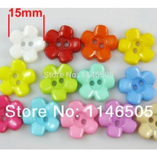 100pcs/lot Children Button Clothing Flower Shape 2 Holes15mm Sewing Children Buttons Decorative diy Button Scrapbooking