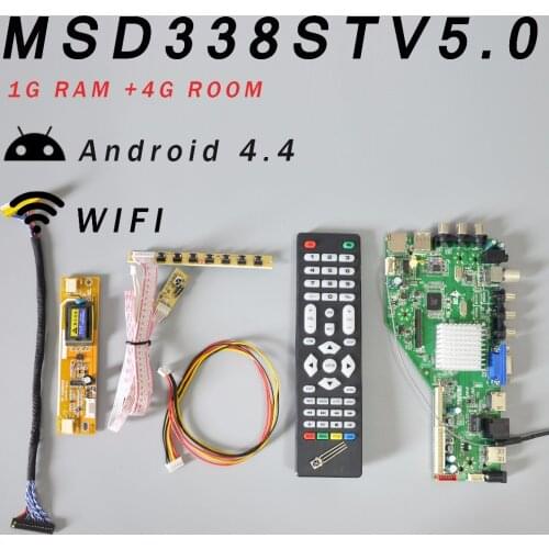 1G & 4G MSD338STV5.0 Intelligent Wireless Network TV Driver Board Universal LCD Board+2 Lamp Inverter+7k Button