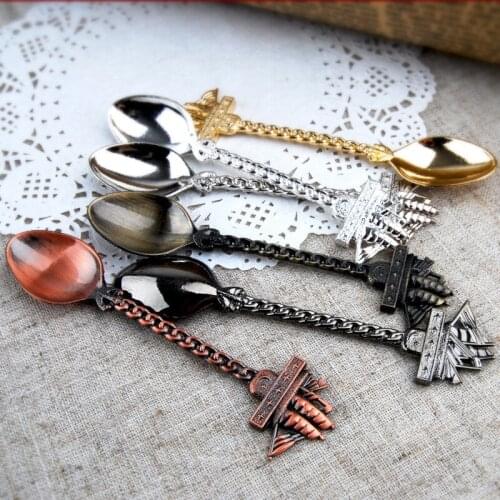 200pcs/lot Naval style Retro Tea Spoon Small Vintage Kitchen Cutlery Cake Dessert Scoop Coffee Tea Sugar Mixer Spoons LX0338