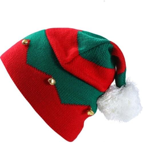 2019 New Fashion Cap Unisex Children 1-6 Years Old Christmas Patchwork Ball Bells Knitted Wool Hat Beanie