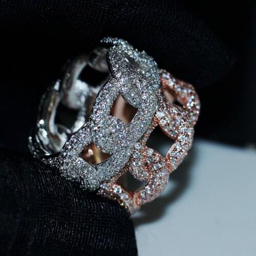 2019 Hip Hop Vintage Jewelry 925 Sterling Silver Pave White Clear 5A Cubic Zirconia Party Cross Chain Wedding Bridal Ring Gift