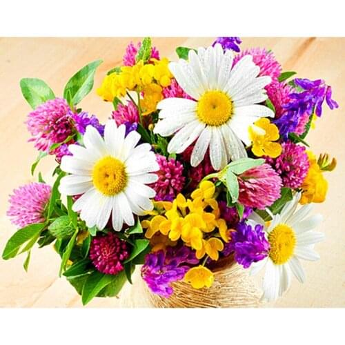 Diy 5d Diamond Painting Mosaic Flower basket Cross Stitch Kits Full Square Round Diamond Embroidery flower Needlework Crafts