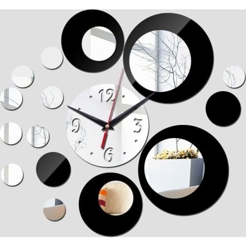 New real quartz watch wall living room double color 3d geometric home decor stickers still life diy mirror clock acrylic