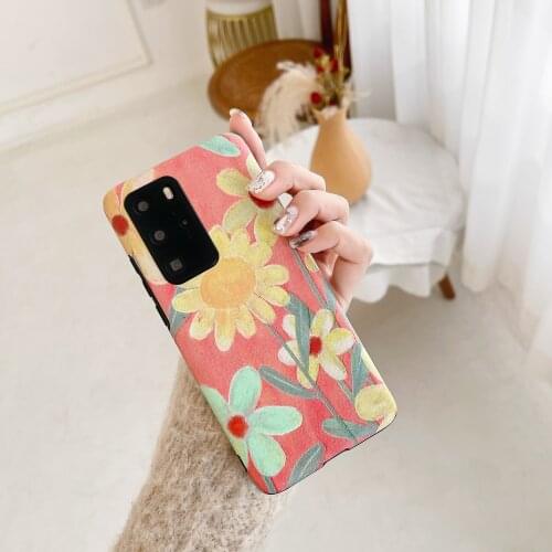 Oil Painting Flower Case for Huawei Mate40 30 Pro Silicone TPU P30 40 Korean INS Cases for Nova 7 8 Pro Fundas Para Huawei 5G