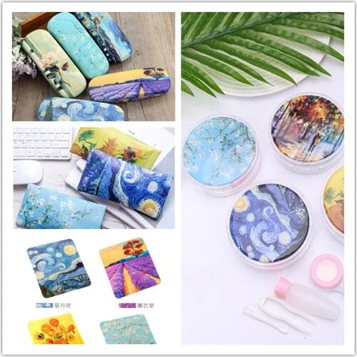 Van Gogh Oil Painting Series Contact Lens Case Glasses Bag Glasses Box Cloth Literature And Art Creative Glasses Companion Case