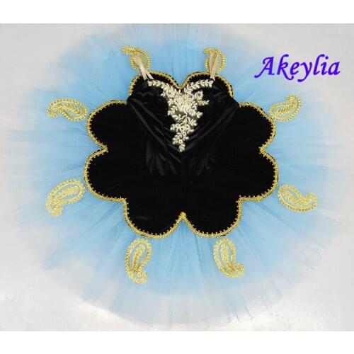 Black Blue Nutcracker Professional Ballet Tutu practice Girls Ballet Tutu Stage Costume Adult Performance Pancake Tutus 19059