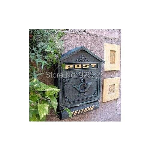 Cast Iron Wall Mailbox with Newspaper Letters Post Box outdoor mailbox