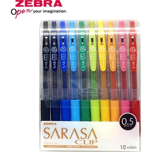 Zebra SARASA JJ15 Colored Gel Pen Press Student Account Painting Supplies Gel Pen 0.5mm Japan 10 Colors Set