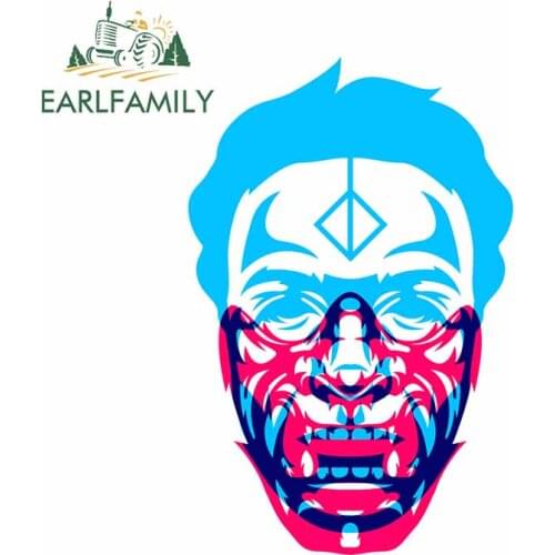 EARLFAMILY 13cm x 8.6cm for Abstract Punk Face Car Stickers Cartoon Bumper Windows Decal Trunk Anime Motorcycle Vinyl Car Wrap