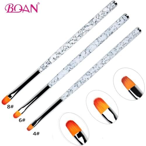 BQAN 1 Pc Marbled Acrylic UV Gel Nail Brush Phototherapy Extension Pen Round Tip Crystal Carving Painting Pen Manicure Tools