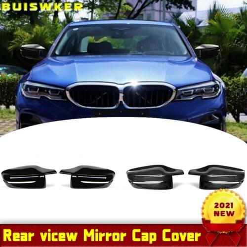 2p Bright Black Side Wing Rearview Mirror cover caps for BMW 3 Series G20 G21 G28 320d 330e 330i 340i 2019-2022 M4 style LHD RHD