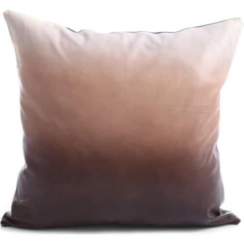 Brown-Green Mixed Tone 6colors Real Lambskin Back Side Black Special Square Design Decorative Pillow Luxury Shiny-Soft pillow