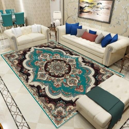 American Style Home Decor Carpet Golden Velvet Persian Floor Mat Living Room Bedroom Bedside Kitchen Rugs Non-slip Bathroom Mats