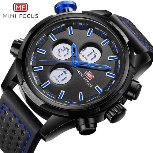 MINI FOCUS Outdoor Sports Digital Dual Time Watch Men Quartz Clock Date Alarm Chronograph Multifunction Students Boys Watches
